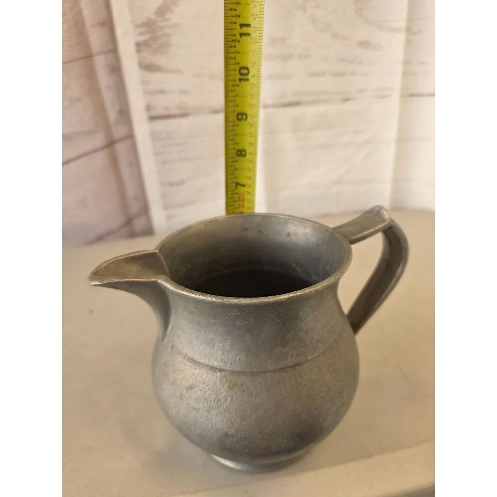 Vintage Pewter Pitcher Jug 1960s Rustic Tavern Style
